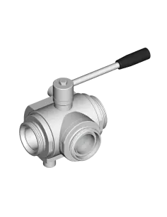 3 Way (T) Ball Valve - 4 SEALS STANDARD SEALS - F DIN 11851 - HEATING JACKET - 300125C | 4G Ghidini | Philippopoulos s.a.