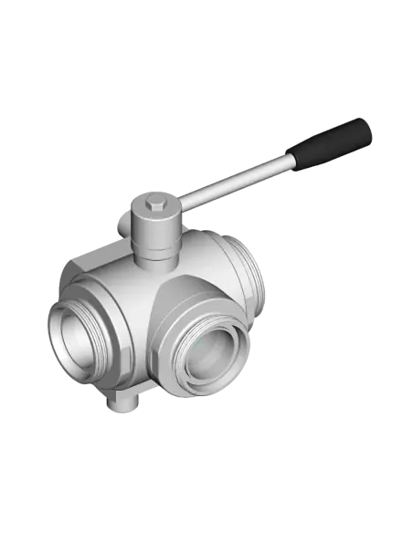 3 Way (T) Ball Valve - 4 SEALS STANDARD SEALS - F DIN 11851 - HEATING JACKET - 300125C | 4G Ghidini | Philippopoulos s.a.