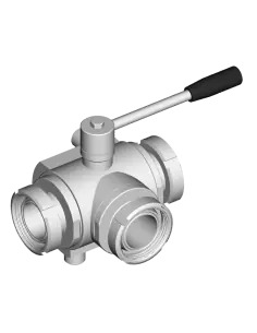 3 Way (T) Ball Valve - 4 SEALS STANDARD SEALS - M DIN 11851 - HEATING JACKET - 300127C | 4G Ghidini | Philippopoulos s.a.