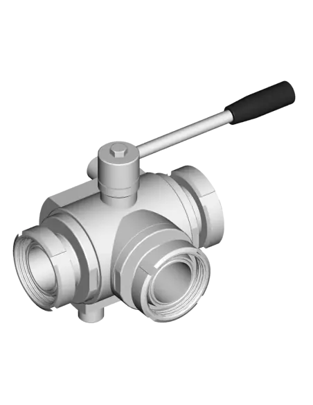 3 Way (T) Ball Valve - 4 SEALS STANDARD SEALS - M DIN 11851 - HEATING JACKET - 300127C | 4G Ghidini | Philippopoulos s.a.