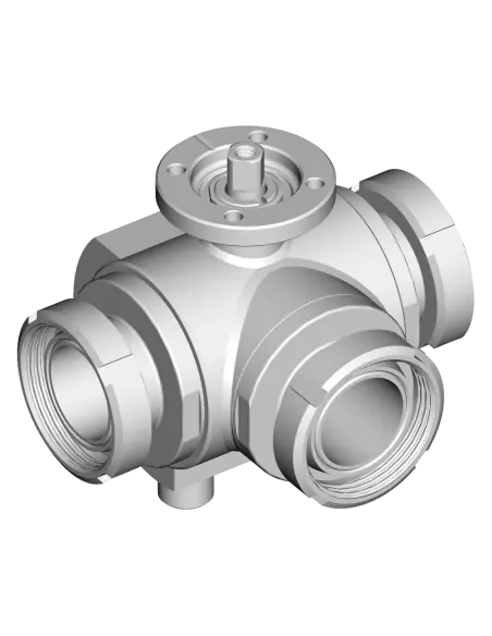 3 Way (T) Ball Valve - 4 SEALS STANDARD SEALS - M DIN 11851 - HEATING JACKET - 303027C | 4G Ghidini | Philippopoulos s.a.
