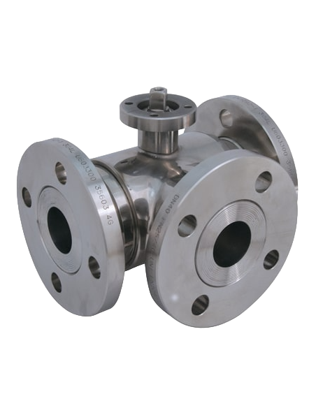 3 Way (L) Ball Valve - STANDARD SEALS REVOLVING THREADED FLANGES UNI EN 1092-1 - 313050/C | 4G Ghidini