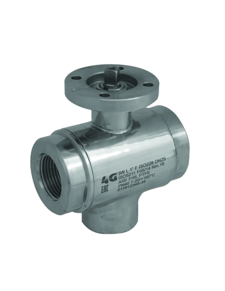 3 Way (L) Ball Valve - VERTICAL DIVERTING STANDARD SEALS - ISO 228 F - 343001 | 4G Ghidini