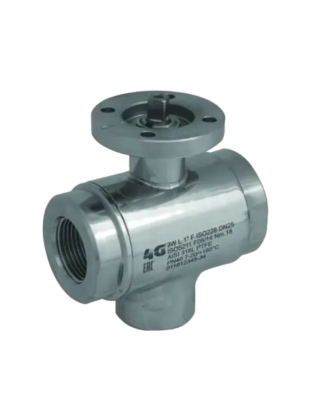 3 Way (L) Ball Valve - VERTICAL DIVERTING STANDARD SEALS - ISO 228 F - 343001 | 4G Ghidini | Philippopoulos s.a.