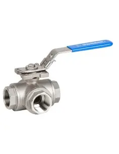 3 Way (L) Ball Valve reduced bore type NPT thread - 2040N | Genebre | Philippopoulos s.a.