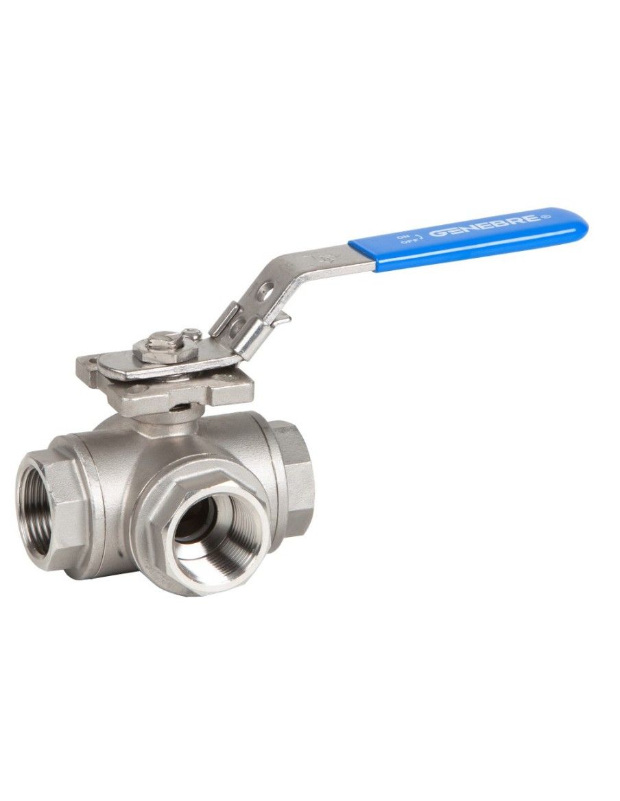 3 Way (L) Ball Valve reduced bore type NPT thread - 2040N | Genebre