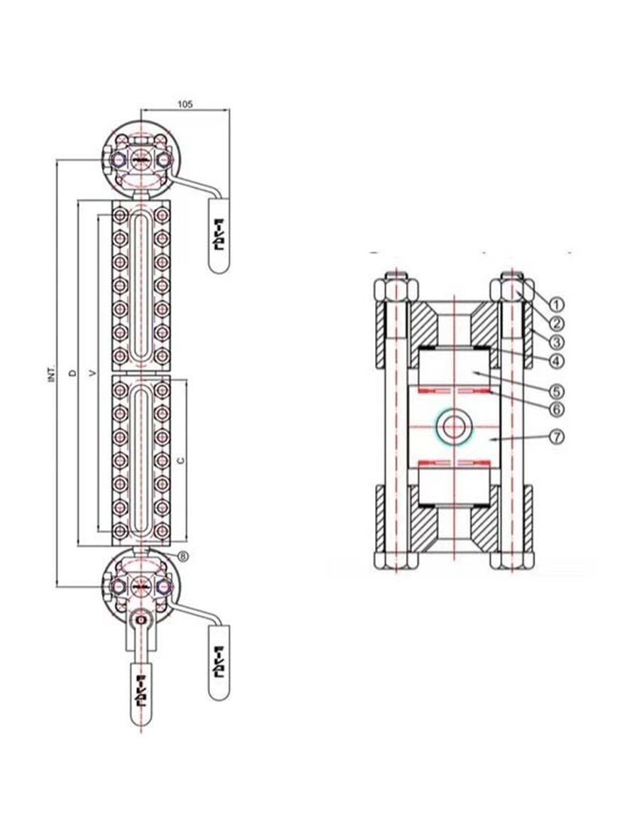 Level Indicators - Transparent Type - 00000147 - Trasparent Level Gauge Mod. TAF NX - NY | Fival Srl