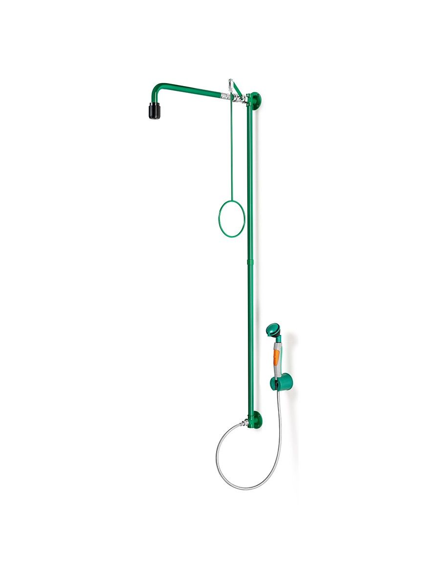 Emergency shower wall mounted, with hand-held eye shower - ClassicLine - BR 863 085 | B-Safety