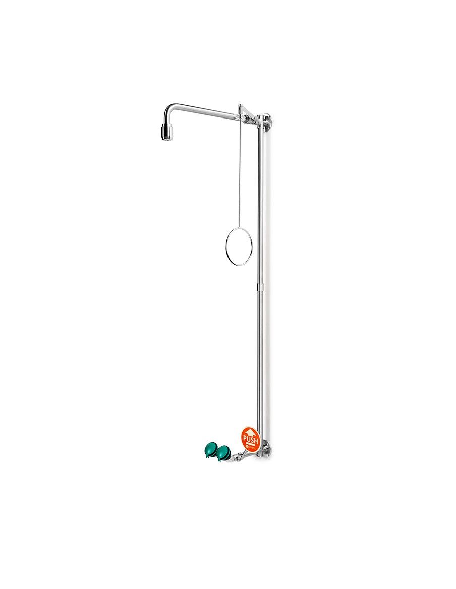 Emergency shower stainless steel, wall mounted, with safety eye shower - PremiumLine - BR 861 095 | B-Safety