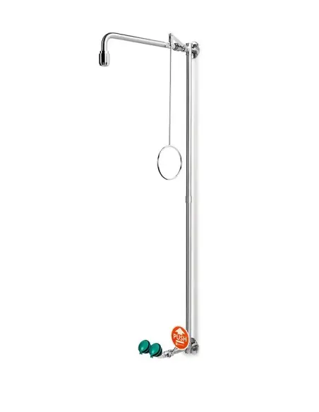 Emergency shower stainless steel, wall mounted, with safety eye shower - PremiumLine - BR 861 095 | B-Safety | Philippopoulos...