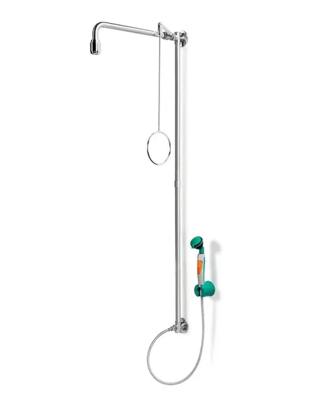 Emergency shower stainless steel, wall mounted, with hand-held eye shower - PremiumLine - BR 863 095 | B-Safety | Philippopou...