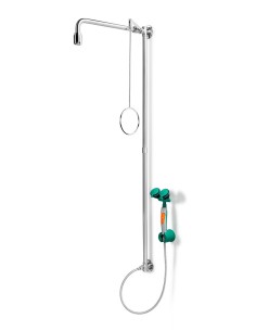 Emergency shower stainless steel, wall mounted, with hand-held eye shower - PremiumLine - BR 864 095 | B-Safety - B-Safety