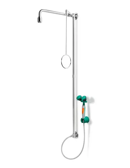 Emergency shower stainless steel, wall mounted, with hand-held eye shower - PremiumLine - BR 864 095 | B-Safety | Philippopou...