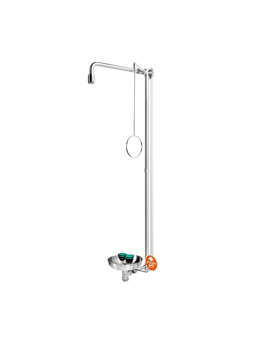 Emergency shower with safety eye shower, stainless steel bowl - PremiumLine - BR 867 095 | B-Safety