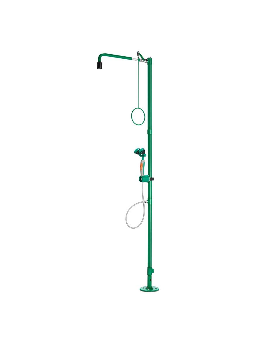 Industrial safety shower, freestanding, with hand-held eye shower with 2 spray heads 45° - ClassicLine - BR 834 085 | B-Safety
