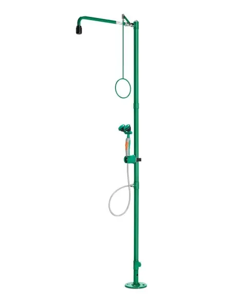 Industrial safety shower, freestanding, with hand-held eye shower with 2 spray heads 45° - ClassicLine - BR 834 085 | B-Safet...