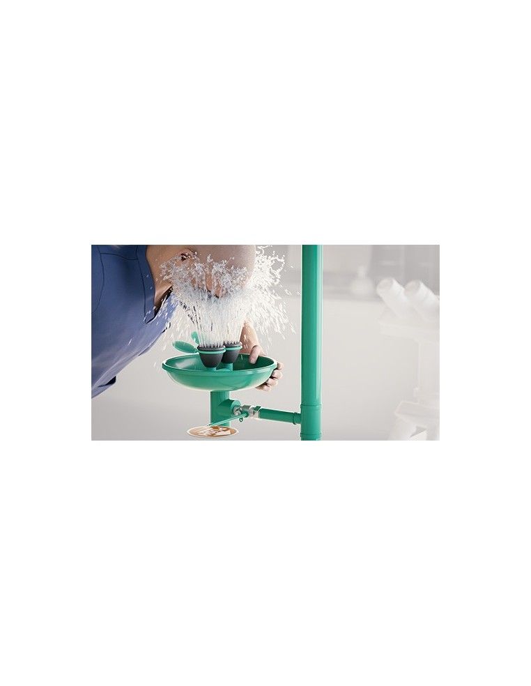 Industrial safety shower, freestanding, draining of the eye shower over the stand pipe - ClassicLine - BR 837 585 | B-Safety