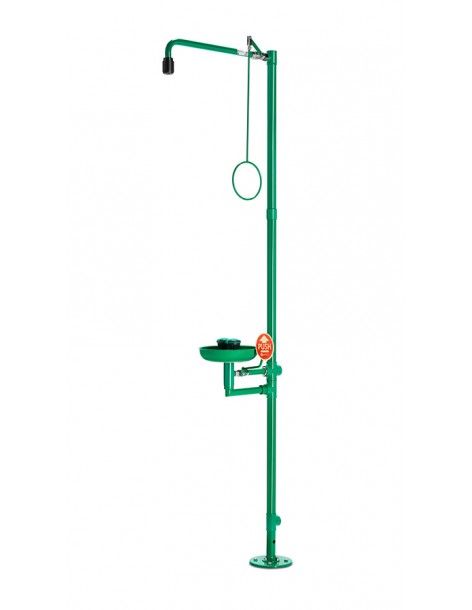 Industrial safety shower, freestanding, draining of the eye shower over the stand pipe - ClassicLine - BR 837 585 | B-Safety