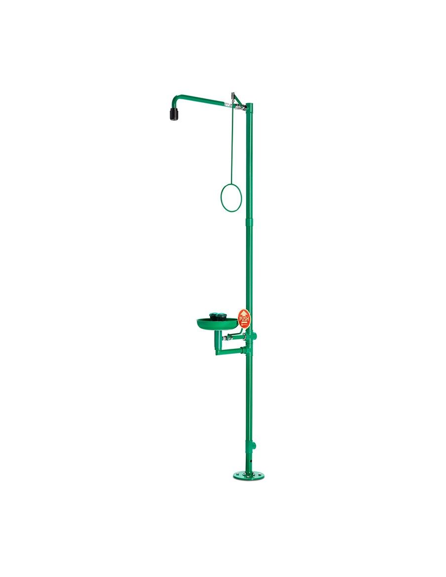 Industrial safety shower, freestanding, draining of the eye shower over the stand pipe - ClassicLine - BR 837 585 | B-Safety