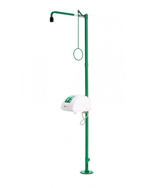 Industrial safety shower, freestanding, with eye/face wash unit with bowl & lid - ClassicLine - BR 838 085 | B-Safety