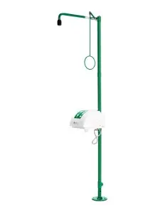 Industrial safety shower, freestanding, with eye/face wash unit with bowl & lid - ClassicLine - BR 838 085 | B-Safety | Phili...