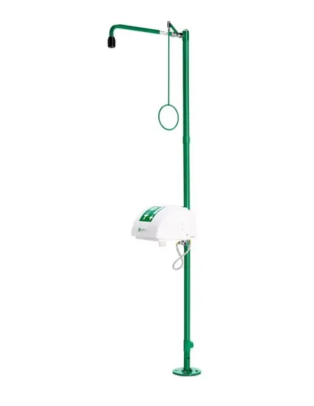Industrial safety shower, freestanding, with eye/face wash unit with bowl & lid - ClassicLine - BR 838 085 | B-Safety | Phili...