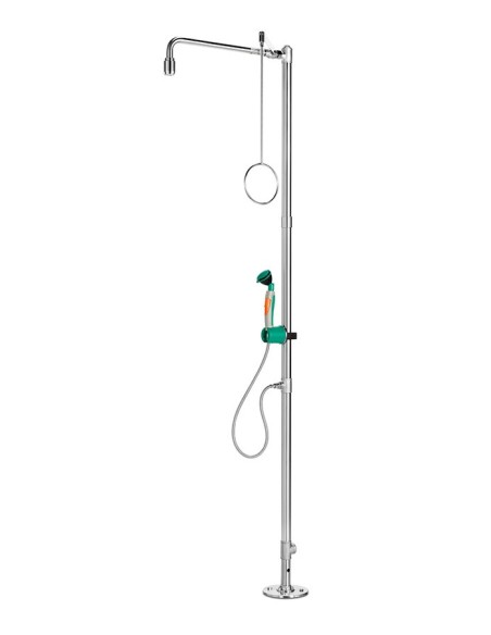 Industrial safety shower, freestanding, with hand-held eye shower with one spray head 45 - PremiumLine - BR 833 095 | B-Safety B