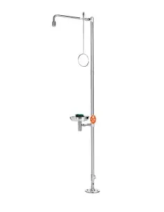 Industrial safety shower, freestanding, with eye shower with stainless steel bowl - PremiumLine - BR 837 095 | B-Safety | Phi...