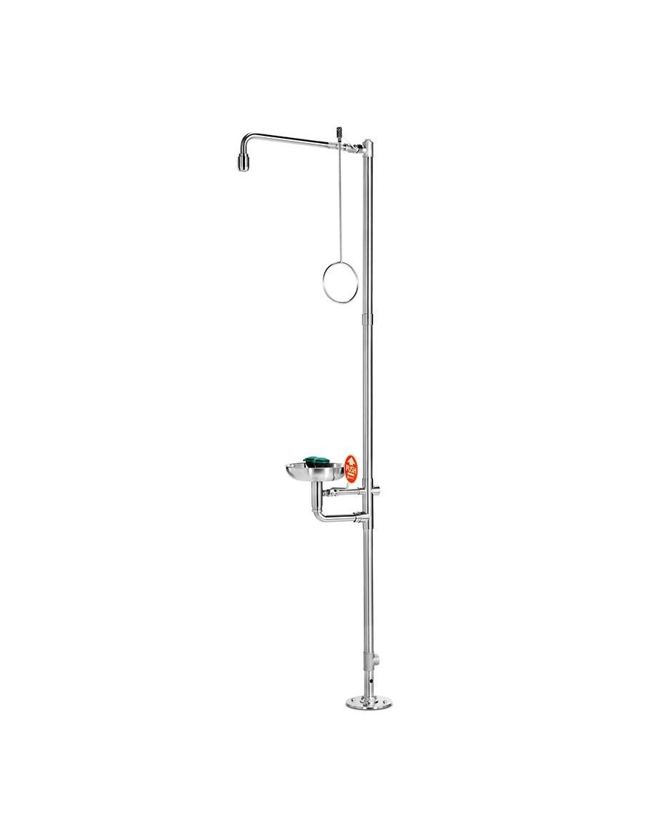 Industrial safety shower, freestanding, draining eye shower over stand pipe - PremiumLine - BR 837 595 | B-Safety