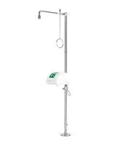 Industrial safety shower, freestanding, with eye/face wash unit with bowl & lid - PremiumLine - BR 838 095 | B-Safety | Phili...