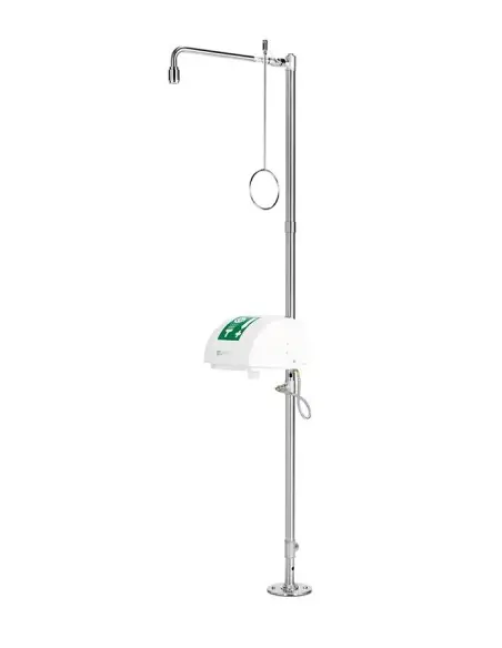 Industrial safety shower, freestanding, with eye/face wash unit with bowl & lid - PremiumLine - BR 838 095 | B-Safety | Phili...