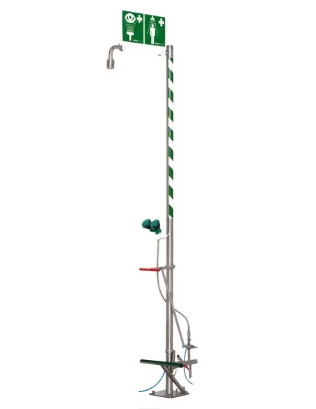 Self-draining body safety shower with eye shower - PremiumLine - BR 832 195 | B-Safety | Philippopoulos s.a.