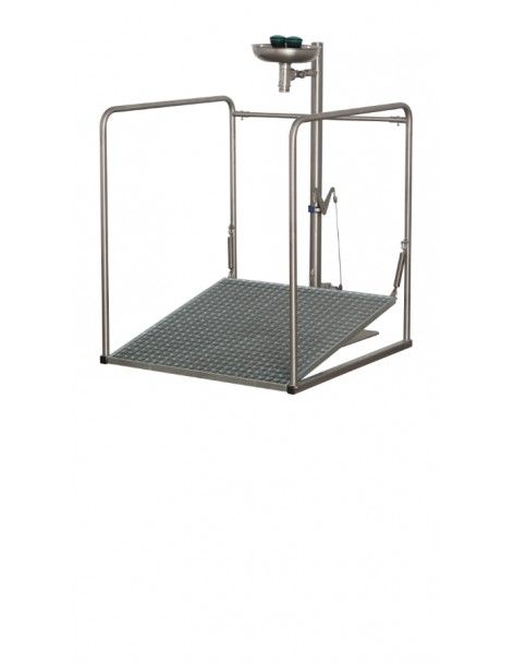 Emergency eye shower station with protection cage, self-draining - PremiumLine - BR 887 095 | B-Safety