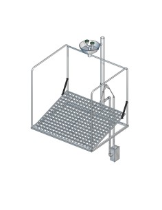 Frostprotected self-draining eye shower station with cage, underfloor actuation - PremiumLine - BR 887 395 | B-Safety - B-Safety