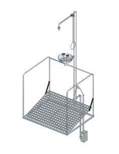 Frostprotected self-draining/safety shower station with cage, underfloor actuation - PremiumLine - BR 886 395 | B-Safety B-Safet