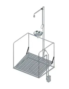 Frostprotected self-draining/safety shower station with cage, underfloor actuation - PremiumLine - BR 886 395 | B-Safety | Ph...