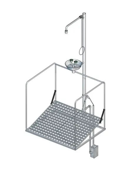 Frostprotected self-draining/safety shower station with cage, underfloor actuation - PremiumLine - BR 886 395 | B-Safety | Ph...
