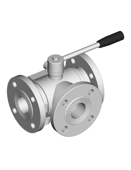 3 Way (L) Ball Valve - STANDARD SEAL REVOLVING THREADED FLANGES UNI EN 1092-1 - 310150/C | 4G Ghidini