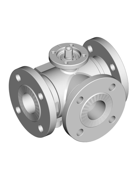 3 Way (L) Ball Valve - STANDARD SEALS REVOLVING THREADED FLANGES UNI EN 1092-1 - 313050/C | 4G Ghidini