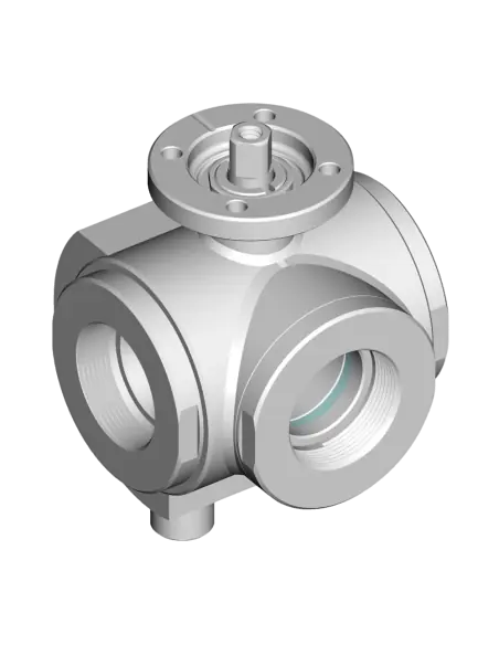 3 Way (T) Ball Valve - 4 SEALS STANDARD SEALS - ISO228F - HEATING JACKET - 303001C | 4G Ghidini | Philippopoulos s.a.