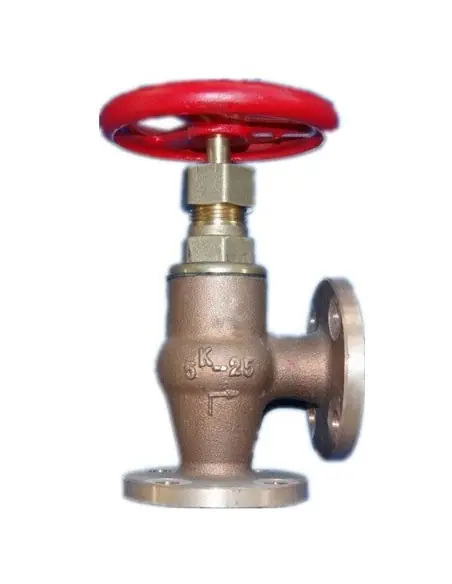 Globe Valve Angle Bronze with non return plug JIS 16K - F7410 | Philippopoulos s.a.