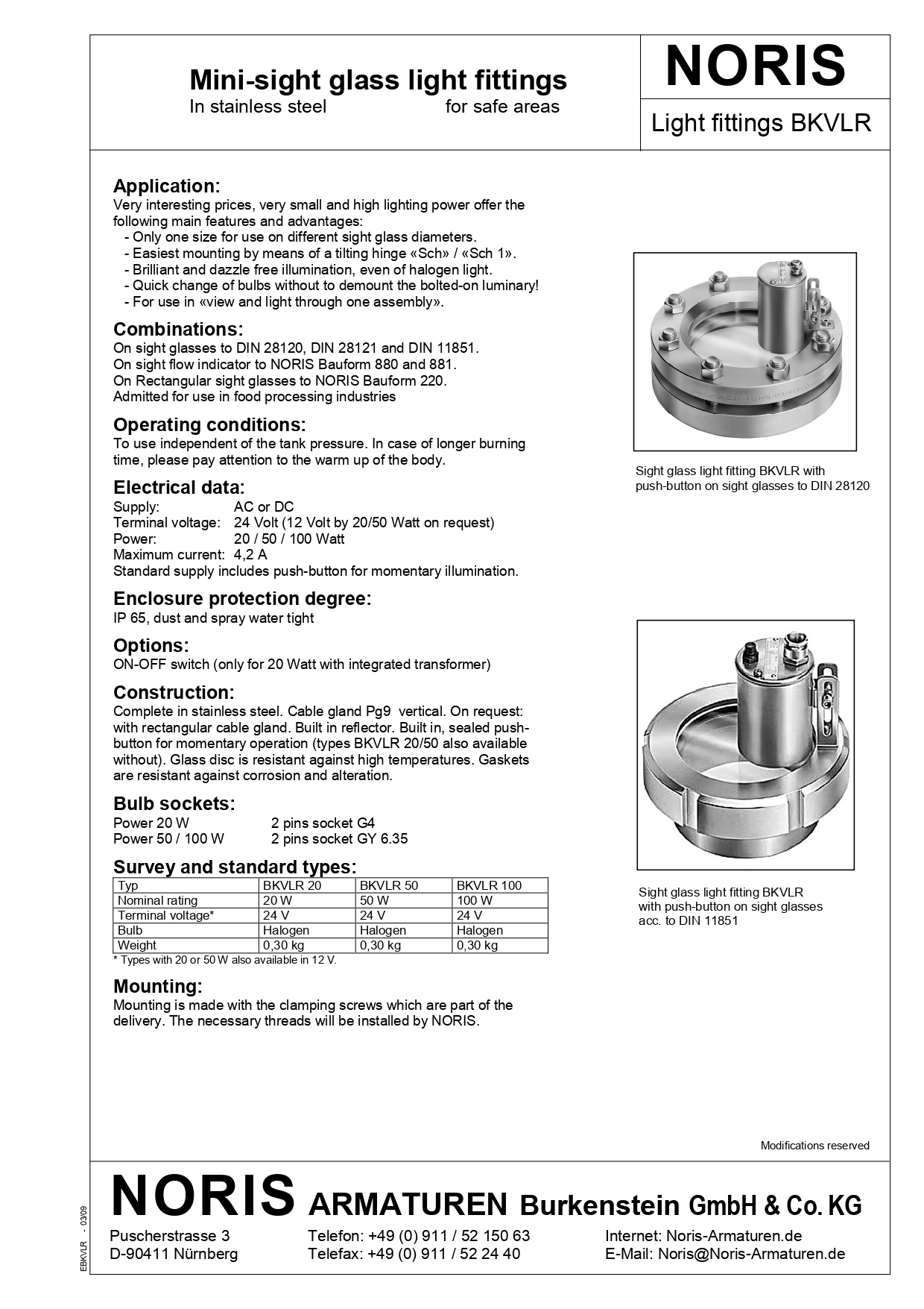 NORIS | sight glass light fittings NORIS | light fitting BKVLR