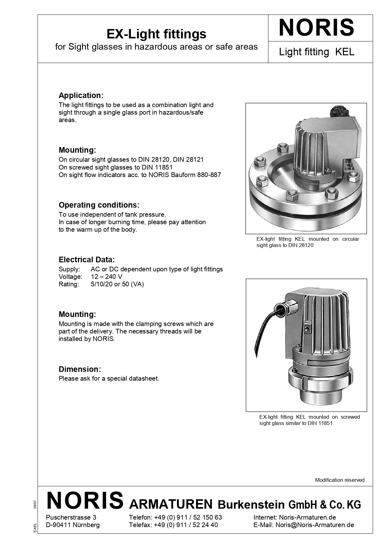NORIS | light fitting for hazardous areas NORIS | light fitting KEL