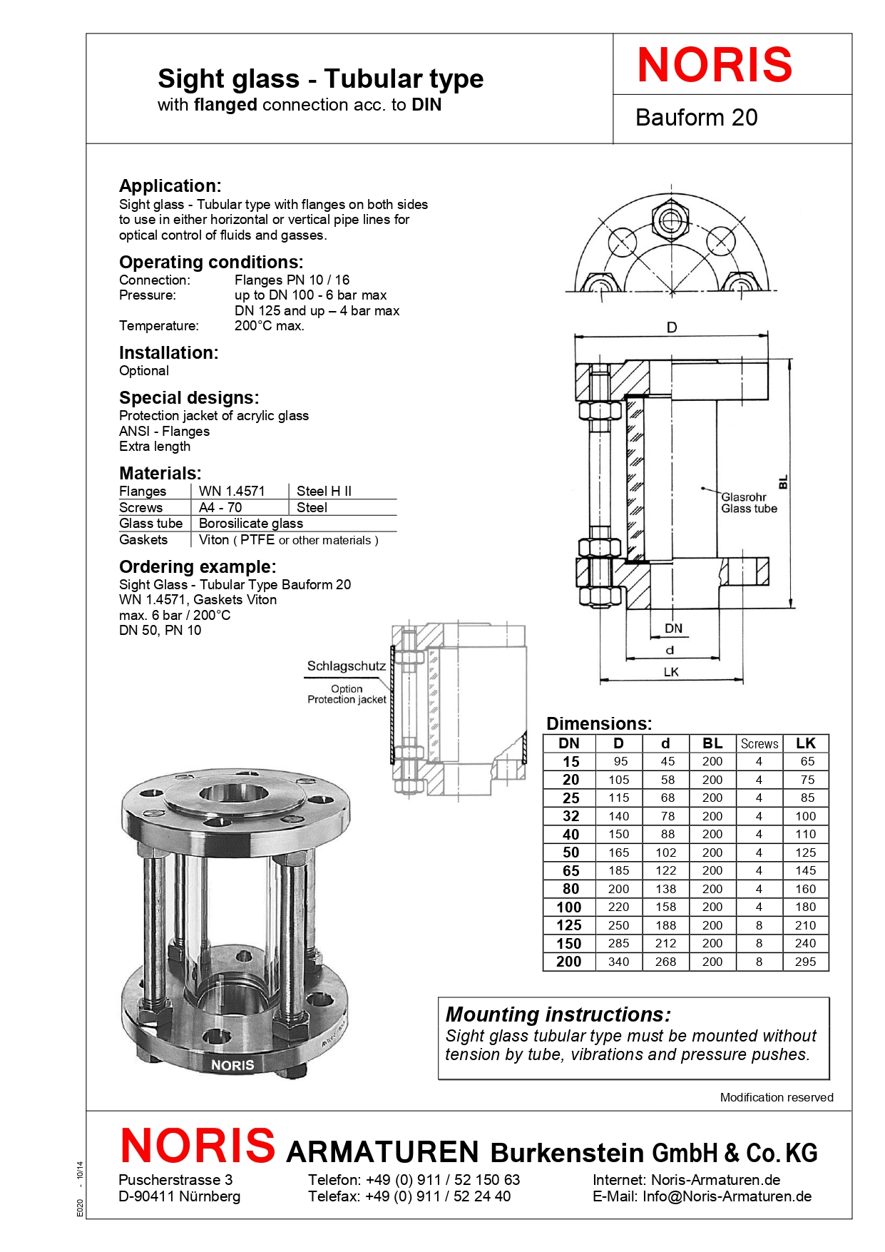 NORIS | tubular type NORIS | Bauform 20