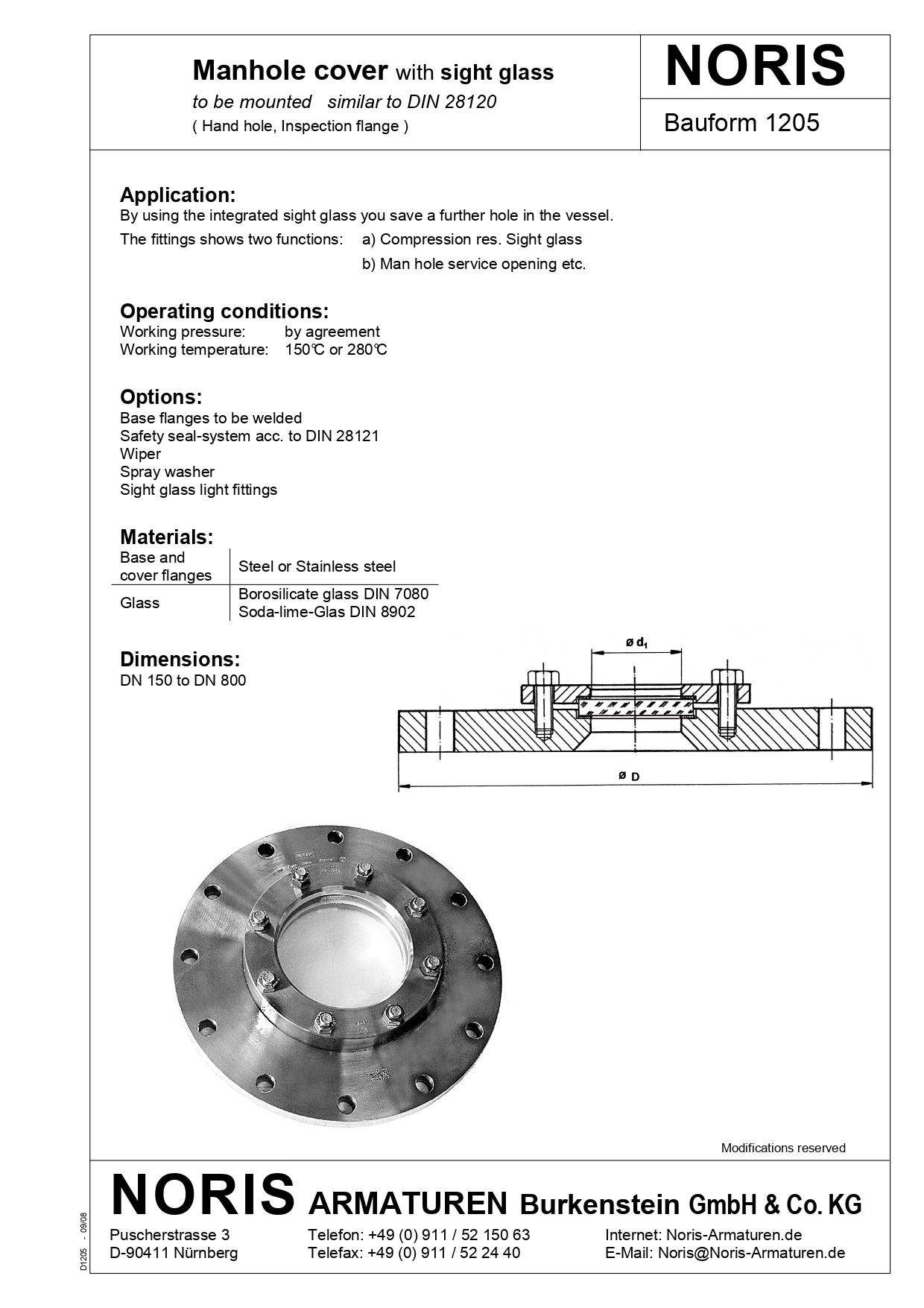 NORIS | manhole sight glass NORIS | Bauform 1205