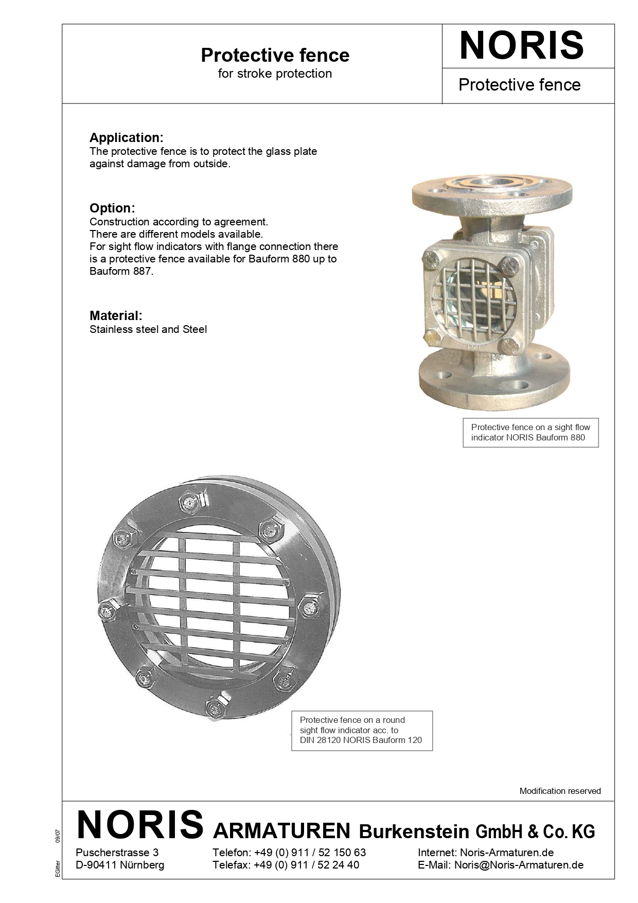 NORIS | protection for glass plates NORIS | protective fence