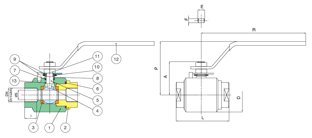 Valpres - Inox-val 2 Piece Ball Valves - 709G00 FF 7/1-709N00 FF NPT