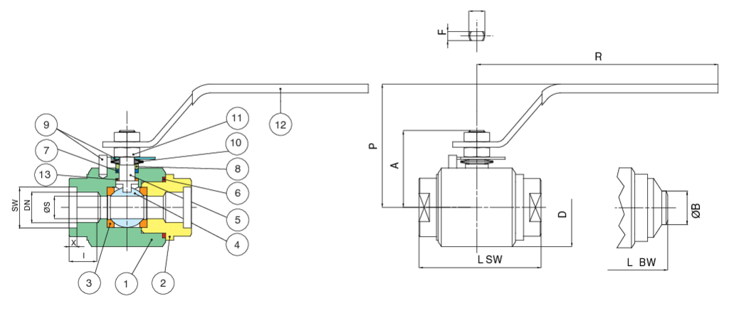Valpres - Inox-val 2 Piece Ball Valves - 709B00 BW-709S00 SW