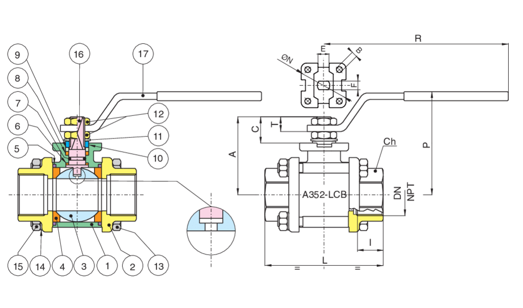 Valpres - Radiamont 3 Piece Ball Valves - 710003