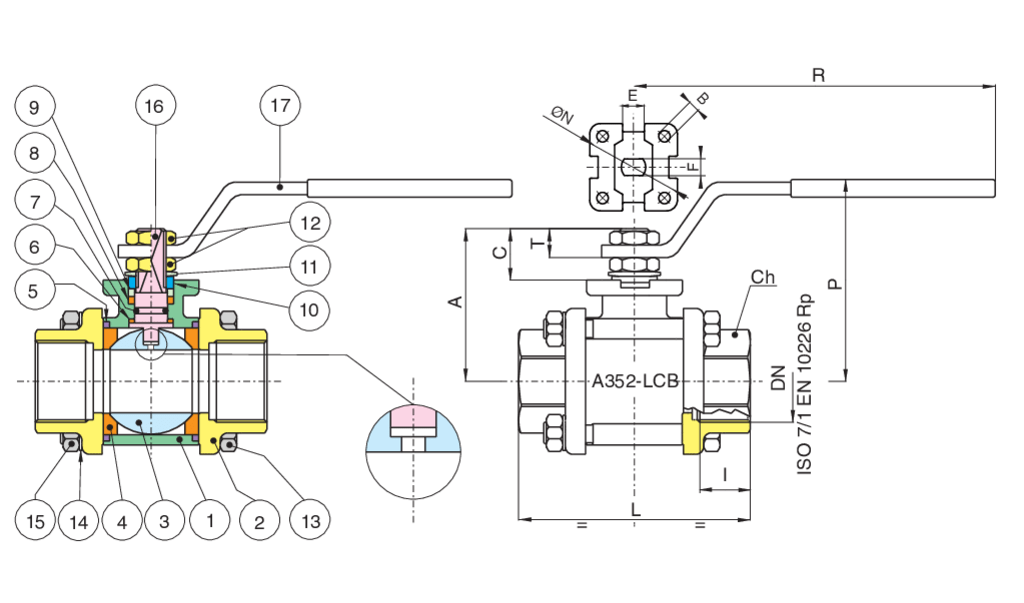 Valpres - Radiamont 3 Piece Ball Valves - 710006